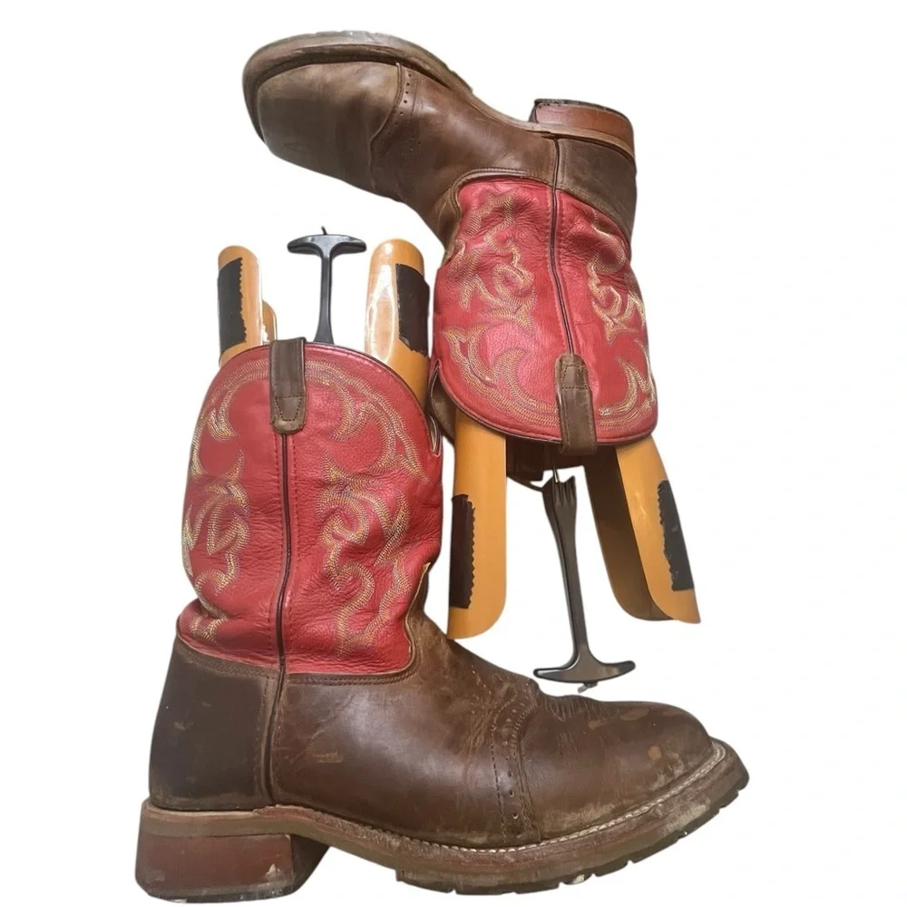 Double H Boot Mens Square Toe Red ICE Roper Cowboy Boot Western size 13